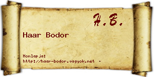 Haar Bodor névjegykártya